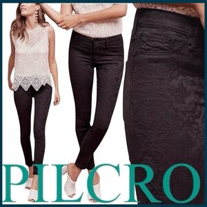 Anthropologie Black Pilcro Serif Mid-Rise Jacquard Jeans (27x28)
